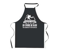Planetee Tablier de Cuisine Noir Course de Haies Légende Humour - Cadeau Femme, Homme, Barbecue, Jardinage, Tâches ménagères