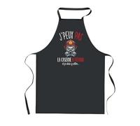 Planetee Tablier de Cuisine Noir J'peux Pas Caserne Pompier - Cadeau Femme, Homme, Barbecue, Jardinage, Tâches ménagères