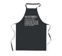 Planetee Tablier de Cuisine Noir Mathieu Définition - Cadeau Homme, Barbecue, Jardinage, Tâches ménagères