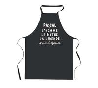 Planetee Tablier de Cuisine Noir Pascal Retraite - Cadeau Homme, Barbecue, Jardinage, Tâches ménagères