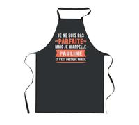Planetee Tablier de Cuisine Noir Pauline Parfaite - Cadeau Femme, Barbecue, Jardinage, Tâches ménagères