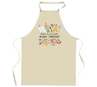 Planetee Tablier de cuisine Personnalisable merci super ATSEM | Cadeau Remerciement fin d'Années Cadeau Atsem Maternelle Primaire Institutrice Noël