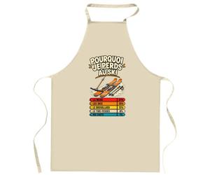 Planetee Tablier de Cuisine Ski Alpin Pourquoi je perds | Coton 90 × 60 cm Cou Ajustable Nouage dans le Dos | Pâtisserie Barbecue Atelier | Cadeau Homme Femme Fête des Pères