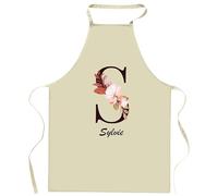 Planetee Tablier de cuisine Sylvie Lettre | Cadeau Femme pour Cuisinière Vêtement Blouse de protection Barbecue Jardinage Tablier de Travail Tâches ménagères
