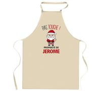 Planetee Tablier Jerome Pas Touche Père Noël - Cadeau Secret Santa original pour Cuisinier Vêtement Noël Barbecue Jardinage et tâches ménagères