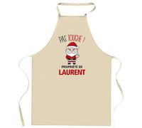 Planetee Tablier Laurent Pas Touche Père Noël - Cadeau Secret Santa original pour Cuisinier Vêtement Noël Barbecue Jardinage et tâches ménagères