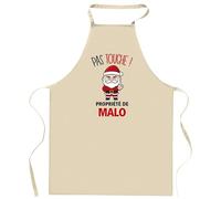 Planetee Tablier Malo Pas Touche Père Noël - Cadeau Secret Santa original pour Cuisinier Vêtement Noël Barbecue Jardinage et tâches ménagères