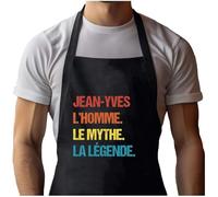 Planetee Tablier Noir Jean-Yves Mythe Légende Vintage| Vêtement Blouse de protection pour Cuisine Barbecue, Jardinage, Tâches ménagères