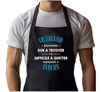 Planetee Tablier Noir Un barman Formidable Homme| Vêtement Blouse de protection pour Cuisine Barbecue, Jardinage, Tâches ménagères