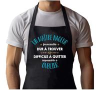 Planetee Tablier Noir Un maître nageur Formidable Homme| Vêtement Blouse de protection pour Cuisine Barbecue, Jardinage, Tâches ménagères