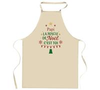 Planetee Tablier Papi Magie de noël Sapin - Cadeau Secret Santa original pour Cuisinier Vêtement Noël Barbecue Jardinage et tâches ménagères