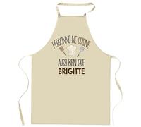 Planetee Tablier Personne ne cuisine aussi bien que BRIGITTE | Cadeau original Prénom pour Cuisinière | Vêtement Blouse protection pour Cuisine