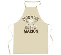 Planetee Tablier Personne ne cuisine aussi bien que MARION | Cadeau original Prénom pour Cuisinière | Vêtement Blouse protection pour Cuisine