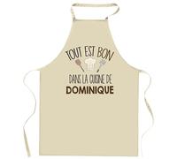 Planetee Tablier Tout est bon dans la cuisine de DOMINIQUE | Cadeau original Prénom pour Cuisinière | Vêtement Blouse protection pour Cuisine
