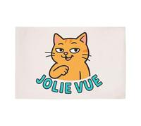 Planetee Tapis de Bain Humour Jolie Vue Chat Coquin - pour Salle de Bain - Dimensions 50X70 cm - Cadeau Original Imprimé en France