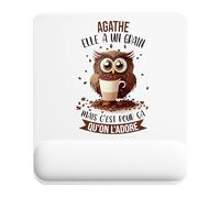 Planetee Tapis de Souris Agathe Chouette Grain | Accessoire Bureau Ergonomique - Idéal pour Anniversaire, Collègue, Secret Santa Noël, Fête des Pères et Fête des Mères