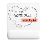 Planetee Tapis de Souris Assistante Sociale irremplaçable | Accessoire Bureau Ergonomique - Idéal pour Anniversaire, Collègue, Secret Santa Noël, Fête des Pères et Fête des Mères