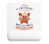 Planetee Tapis de Souris Cyrille caractère de Cochon | Accessoire Bureau Ergonomique - Idéal pour Anniversaire, Collègue, Secret Santa Noël, Fête des Pères et Fête des Mères