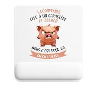 Planetee Tapis de Souris La Comptable caractère de Cochon | Accessoire Bureau Ergonomique - Idéal pour Anniversaire, Collègue, Secret Santa Noël, Fête des Pères et Fête des Mères