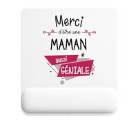 Planetee Tapis de Souris Merci Maman Géniale | Accessoire Bureau Ergonomique - Idéal pour Anniversaire, Collègue, Secret Santa Noël, Fête des Pères et Fête des Mères
