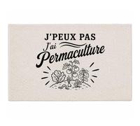 Planetee Tapis J’Peux Pas j’AI Permaculture J'peux Pas Minimaliste | Coton 725 g/m² 61 × 40 cm Lavable en Machine | Salle de Bain, WC ou Cuisine | Cadeau Anniversaire Noël