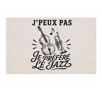 Planetee Tapis J’Peux Pas Je préfère Le Jazz J'peux Pas Minimaliste | Coton 725 g/m² 61 × 40 cm Lavable en Machine | Salle de Bain, WC ou Cuisine | Cadeau Anniversaire Noël