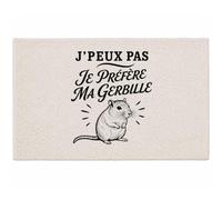 Planetee Tapis J’Peux Pas Je préfère ma Gerbille J'peux Pas Minimaliste | Coton 725 g/m² 61 × 40 cm Lavable en Machine | Salle de Bain, WC ou Cuisine | Cadeau Propriétaire Gerbille Anniversaire Noël