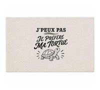 Planetee Tapis J’Peux Pas Je préfère ma Tortue J'peux Pas Minimaliste | Coton 725 g/m² 61 × 40 cm Lavable en Machine | Salle de Bain, WC ou Cuisine | Cadeau Anniversaire Noël