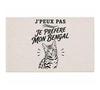Planetee Tapis J’Peux Pas Je préfère Mon Bengal J'peux Pas Minimaliste | Coton 725 g/m² 61 × 40 cm Lavable en Machine | Salle de Bain, WC ou Cuisine | Cadeau Propriétaire Bengal Anniversaire Noël