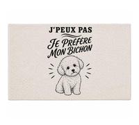 Planetee Tapis J’Peux Pas Je préfère Mon Bichon J'peux Pas Minimaliste | Coton 725 g/m² 61 × 40 cm Lavable en Machine | Salle de Bain, WC ou Cuisine | Cadeau Propriétaire Bichon Anniversaire Noël