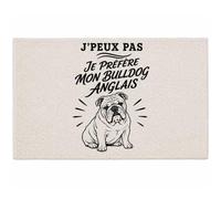 Planetee Tapis J’Peux Pas Je préfère Mon Bulldog Anglais J'peux Pas Minimaliste | Coton 725 g/m² 61 × 40 cm Lavable en Machine | Salle de Bain, WC ou Cuisine