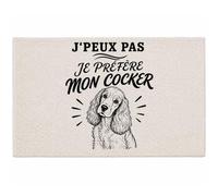 Planetee Tapis J’Peux Pas Je préfère Mon Cocker J'peux Pas Minimaliste | Coton 725 g/m² 61 × 40 cm Lavable en Machine | Salle de Bain, WC ou Cuisine | Cadeau Propriétaire Cocker Anniversaire Noël