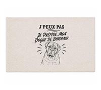 Planetee Tapis J’Peux Pas Je préfère Mon Dogue de Bordeaux J'peux Pas Minimaliste | Coton 725 g/m² 61 × 40 cm Lavable en Machine | Salle de Bain, WC ou Cuisine