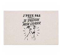 Planetee Tapis J’Peux Pas Je préfère Mon Lévrier J'peux Pas Minimaliste | Coton 725 g/m² 61 × 40 cm Lavable en Machine | Salle de Bain, WC ou Cuisine | Cadeau Propriétaire Lévrier Anniversaire Noël