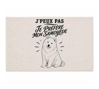 Planetee Tapis J’Peux Pas Je préfère Mon Samoyède J'peux Pas Minimaliste | Coton 725 g/m² 61 × 40 cm Lavable en Machine | Salle de Bain, WC ou Cuisine | Cadeau Propriétaire Samoyede Anniversaire Noël
