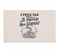 Planetee Tapis J’Peux Pas Je préfère Mon Serpent J'peux Pas Minimaliste | Coton 725 g/m² 61 × 40 cm Lavable en Machine | Salle de Bain, WC ou Cuisine | Cadeau Anniversaire Noël