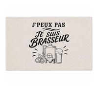 Planetee Tapis J’Peux Pas Je suis Brasseur J'peux Pas Minimaliste | Coton 725 g/m² 61 × 40 cm Lavable en Machine | Salle de Bain, WC ou Cuisine | Cadeau Anniversaire Noël