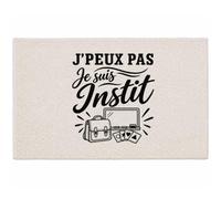 Planetee Tapis J’Peux Pas Je suis Instit J'peux Pas Minimaliste | Coton 725 g/m² 61 × 40 cm Lavable en Machine | Salle de Bain, WC ou Cuisine | Cadeau Instituteur Institutrice Anniversaire Noël
