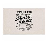 Planetee Tapis J’Peux Pas Je suis Maître d’école J'peux Pas Minimaliste | Coton 725 g/m² 61 × 40 cm Lavable en Machine | Salle de Bain, WC ou Cuisine | Cadeau Anniversaire Noël