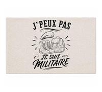 Planetee Tapis J’Peux Pas Je suis Militaire J'peux Pas Minimaliste | Coton 725 g/m² 61 × 40 cm Lavable en Machine | Salle de Bain, WC ou Cuisine | Cadeau Anniversaire Noël