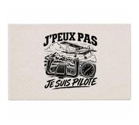 Planetee Tapis J’Peux Pas Je suis Pilote J'peux Pas Minimaliste | Coton 725 g/m² 61 × 40 cm Lavable en Machine | Salle de Bain, WC ou Cuisine | Cadeau Anniversaire Noël