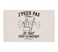 Planetee Tapis J’Peux Pas Je suis Prof de Musique J'peux Pas Minimaliste | Coton 725 g/m² 61 × 40 cm Lavable en Machine | Salle de Bain, WC ou Cuisine