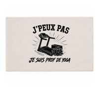 Planetee Tapis J’Peux Pas Je suis Prof de Yoga J'peux Pas Minimaliste | Coton 725 g/m² 61 × 40 cm Lavable en Machine | Salle de Bain, WC ou Cuisine | Cadeau Professeur Yoga Anniversaire Noël