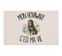Planetee Tapis Mon Hovawart C'est ma Vie C'est La Vie | Coton 725 g/m² 61 × 40 cm Lavable en Machine | Salle de Bain, WC ou Cuisine | Cadeau Propriétaire Chien Anniversaire Noël
