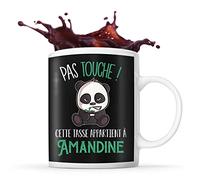 Planetee Tasse Amandine Pas Touche Panda | Mug Prénom Cadeau Anniversaire Humour