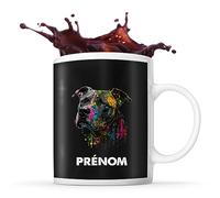 Planetee Tasse American Staffordshire Terrier Style Street Art Prénom Nom Personnalisable - Mug Café Thé Idée Cadeau Personnalisé Homme Femme Original pour Propriétaire de Chiot
