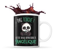 Planetee Tasse Angélique Pas Touche Panda | Mug Prénom Cadeau Anniversaire Humour