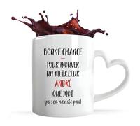 Planetee Tasse anse Coeur André | Mug avec anse en forme de Coeur | Idée Cadeau Prénom Surnom Nom de Famille Humour Collègue Travail Anniversaire Noël