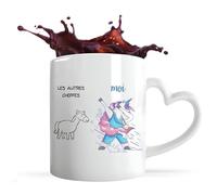 Planetee Tasse anse Coeur Cheffe les autres vs Moi | Mug avec anse en forme de Coeur | Idée Cadeau Humour Métier Départ Retraite Collègue Travail Anniversaire Noël