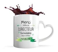 Planetee Tasse anse Coeur Directeur Inoubliable Homme | Mug avec anse en forme de Coeur | Idée Cadeau Collègue Travail Retraite